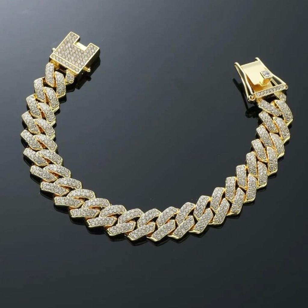 (Tặng nhẫn) Vòng tay đính đá bản 14mm độ dài 20cm điều chỉnh được kích thước