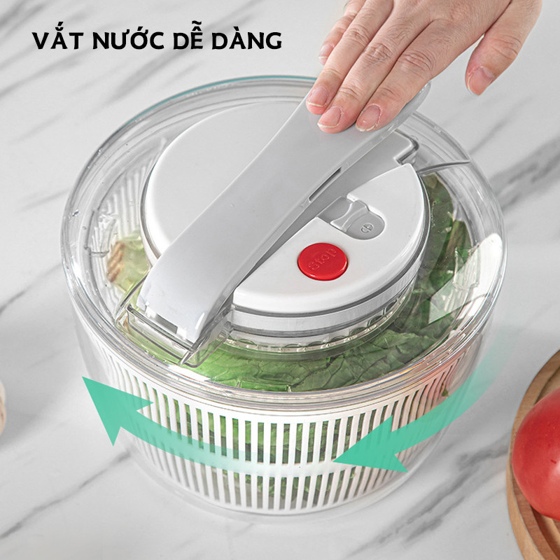 Máy giặt rau gia dụng,Rổ quay rau sống ráo nước nhanh,dụng cụ vắt nước rau an toàn,tiện dụng dung tích 3 lít