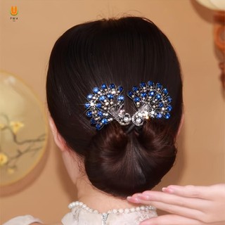Con Công Tóc Bun Maker Kẹp Tóc Sáng Bóng Pha Lê Pinch Kẹp Mũ Đội Đầu Xoắn