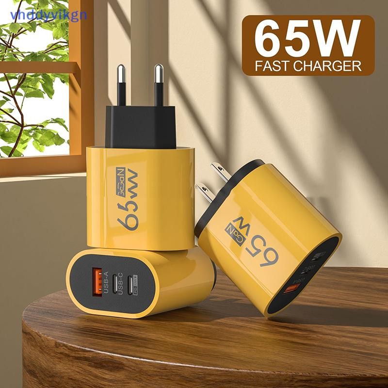 Vhd 65W GaN PD Sạc Loại C Sạc USB Bộ Chuyển Đổi Điện Thoại Cho 15 14 Huawei 3 Cổng Tường VN