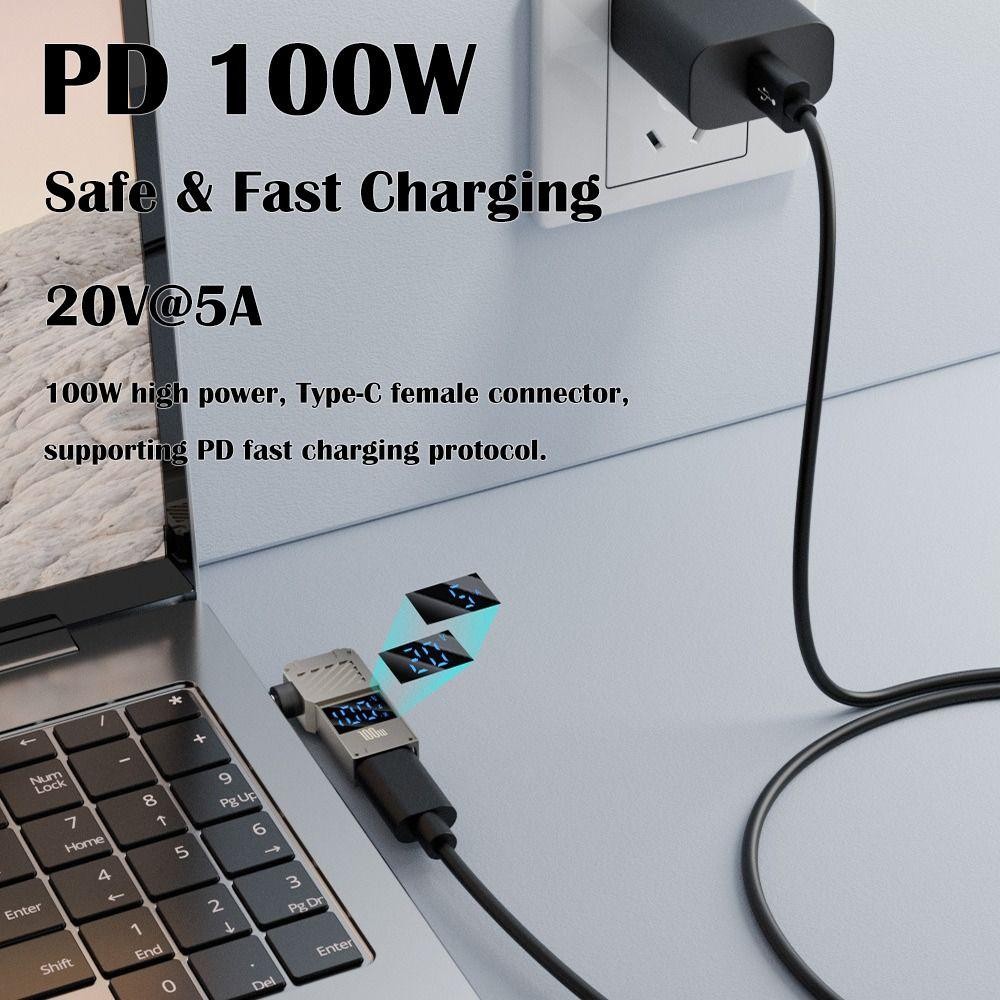 Bộ chuyển đổi SUNKISSD Type-C sang DC, Bộ chuyển đổi USB-C sang DC PD thông minh, Màn hình kỹ thuật số Sạc nhanh Đầu nối nguồn máy tính xách tay đa năng cho / / Dell