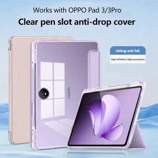 Ốp Khe Cắm Bút Trong Suốt Cho OPPO Pad SE 11 2025 Pad2 Pad3 11.61 Air 2 Neo 11.4 Air 1.36 Vỏ Bảo Vệ Da Ba Lần