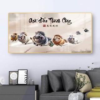 Tranh Treo Tường Trang Trí Phòng Khách MÃ ĐÁO THÀNH CÔNG Chế Hài Hước - Tranh Laminate Tráng Gương