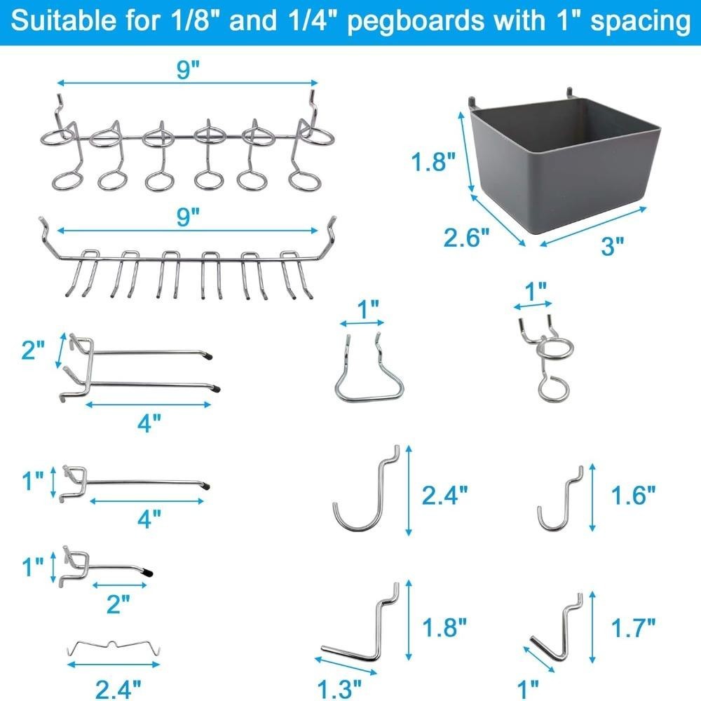 GIÁ RẺ 80 CÁI Móc Pegboard, Bộ lưu trữ các loại kim loại, Thùng đựng dụng cụ