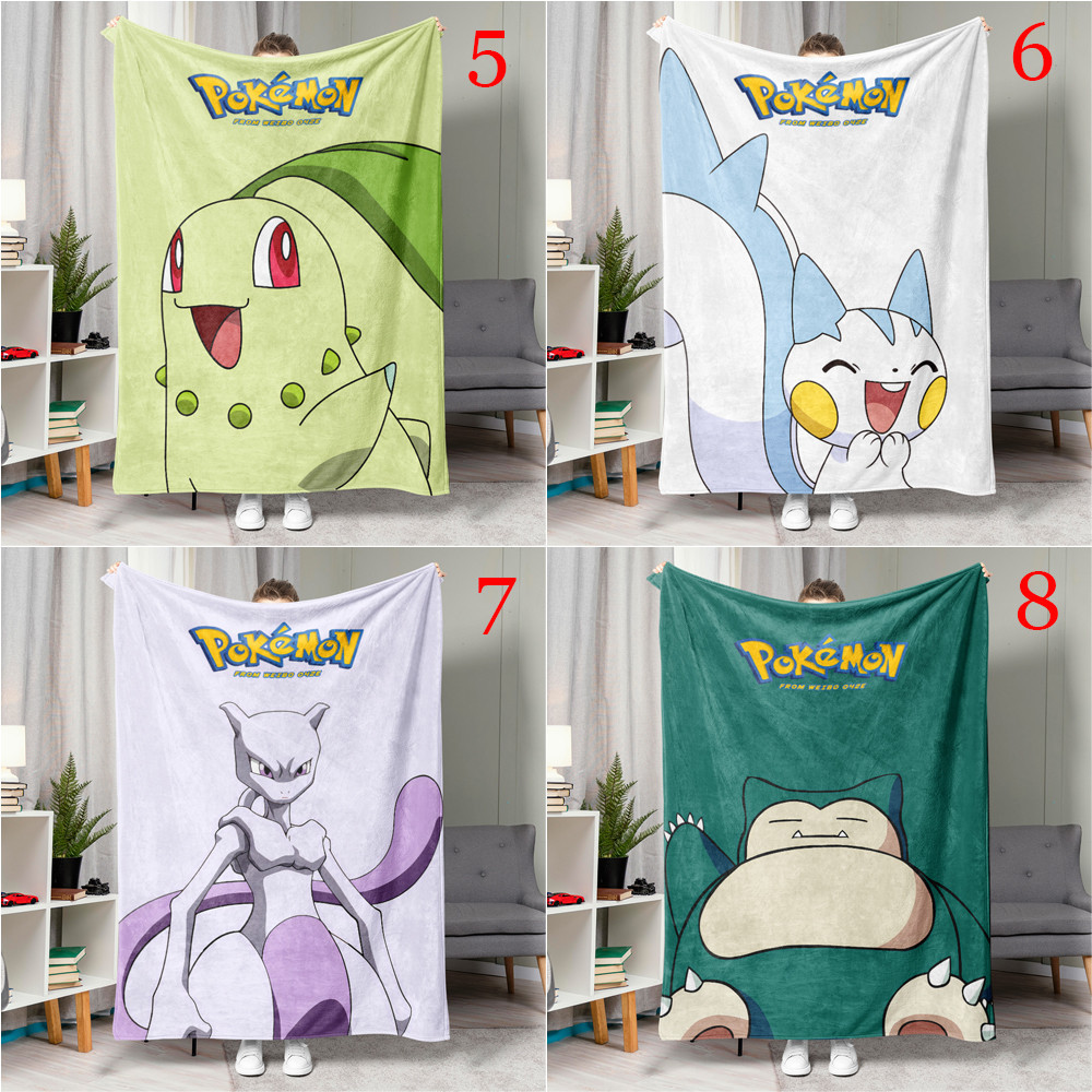 Hoạt Hình Dễ Thương Pokemon Pikachu Flannel Chăn Một Mặt In Flannel Chăn Squirtle & Bulbasaur & Charmander Chăn Món Quà Tốt Nhất Cho Người