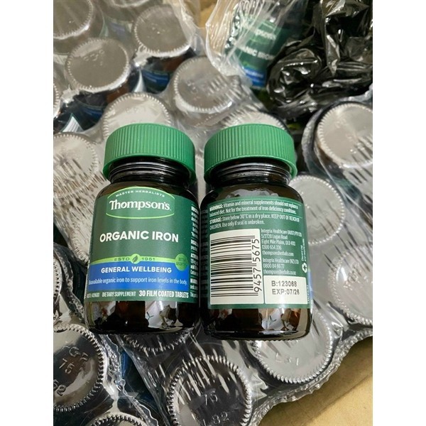 Viên Bổ Sung Sắt Hữu Cơ Thompson's Organic Iron 30 viên Của Úc không gây nóng & táo bón, dùng được mẹ bầu & sau sinh