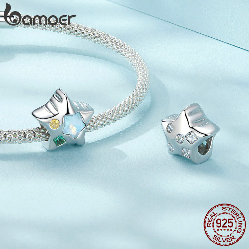 Bamoer 925 Sterling Sliver Charm Balloon Star Mặt dây chuyền Phụ kiện Series cho vòng tay