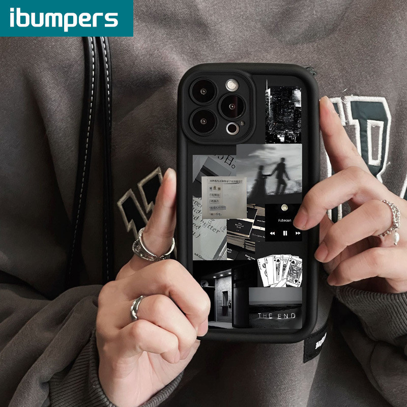 ibumpers Ốp Điện Thoại Iphone Đẹp Thời Trang Đen Hoạ Tiết Ốp lưng Dày Dặn Chống Rơi Silicone Mềm Chống Bẩn Chống Sốc Cho Iphone 15 14 12 13 11 Pro Max 7 8 Plus X Xs XR Xs Max