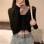 Áo len dệt kim chống nắng SHUPUN, Áo khoác cardigan mỏng dài tay màu trơn, Áo khoác dài tay bằng vải Polyester đơn giản dành cho nữ