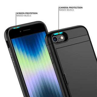 Dành Cho iphone 6 7 8 Plus / SE 2020 / 2022 Ốp Lưng Ví Đựng Thẻ ID Khe Cắm Cửa Trượt Túi Ẩn Chống Trầy Xước Hai Lớp Bảo Vệ Vỏ Cứng TPU Ốp Lưng
