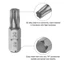 FANIELLAPOWELL 1 Mũi Torx, Mũi điều khiển vít dài 25mm bằng thép hợp kim S2, Dụng cụ cầm tay T6-T40 1 / 4 Inch Chuôi lục giác Bộ tuốc nơ vít đầu sao 6 điểm
