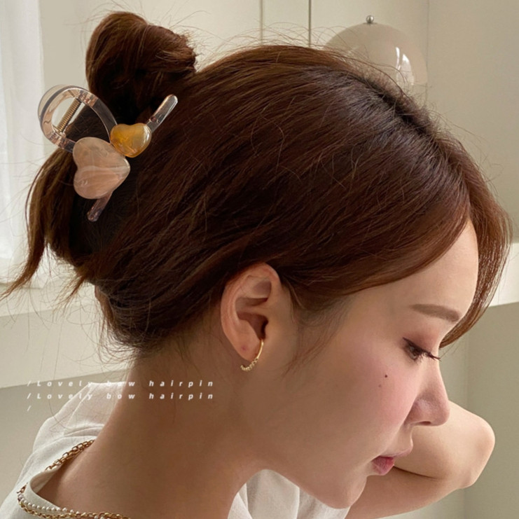 Kẹp Tóc Càng Cua Đính Trái Tim  Đôi Xinh Xắn Phong Cách Hàn Quốc Phụ Kiện Tóc Nữ Empoli