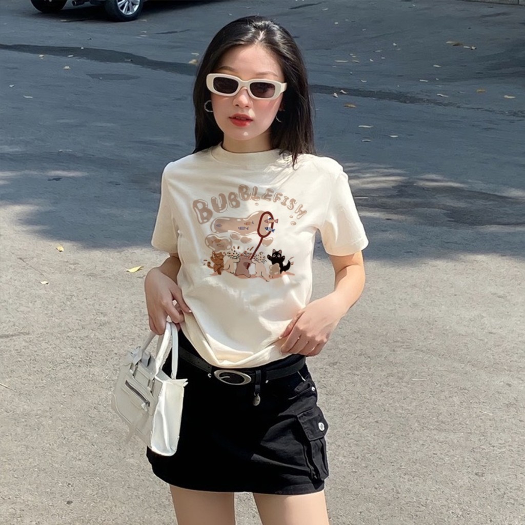 [Mã FADEP2903 giảm đến 30k đơn từ 99k] Áo Baby Tee Nữ  In Hình Bubble Fish A51015