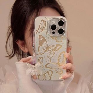 Bướm Xanh Có Mặt Dây Chuyền Ốp Lưng Điện Thoại IPhone 15 15pro Max 13 Mini 14 14pro 14max 12 11 Pro Max IX XR SE2 Plus Bìa Cứng