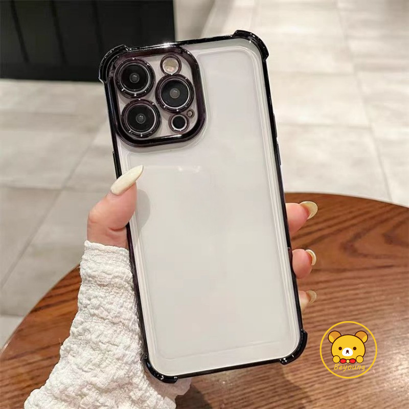 Ốp điện thoại trong suốt bốn dây mạ cho OPPO A98 A97 A96 A95 A93S A79 A78 A77 A77S A76 A74 5G 4G Ốp điện thoại mềm trong suốt Ốp lưng chống sốc