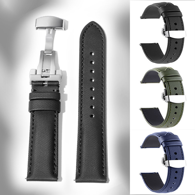 Khóa Bướm Da Thật Chính Hãng Dây Đeo Đồng Hồ Nylon 18 Mm 20 Mm 22 Mm Cho SEIKO Diver Thạch Anh Cơ Dây Đồng Hồ Phát Hành Nhanh Dây Đeo Đồng Hồ Nam Nữ Mềm Vòng Tay Thể Thao