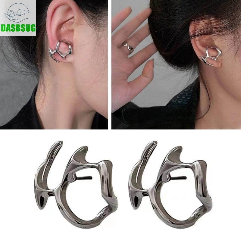 Dasbsug Màu Bạc Thiết Kế Độc Đáo Rỗng Không Đều Bông Tai Sinh Nhật Nữ