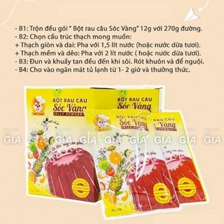 THÙNG 10 HỘP Bột rau câu dẻo Sóc vàng hộp 120g (10 gói x 12g) làm rau câu