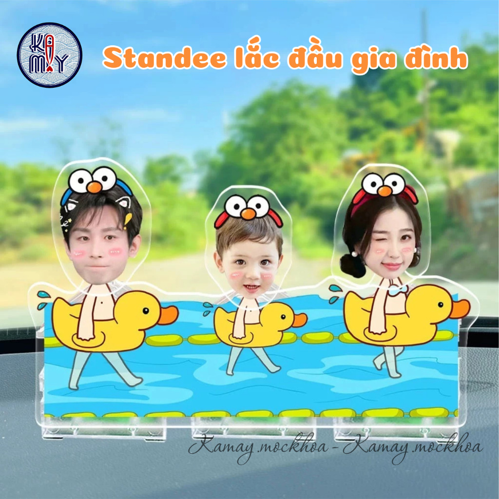 Mô hình lắc đầu gia đình 3-4 người, trang trí bàn làm việc, ô tô - Quà Tặng sango