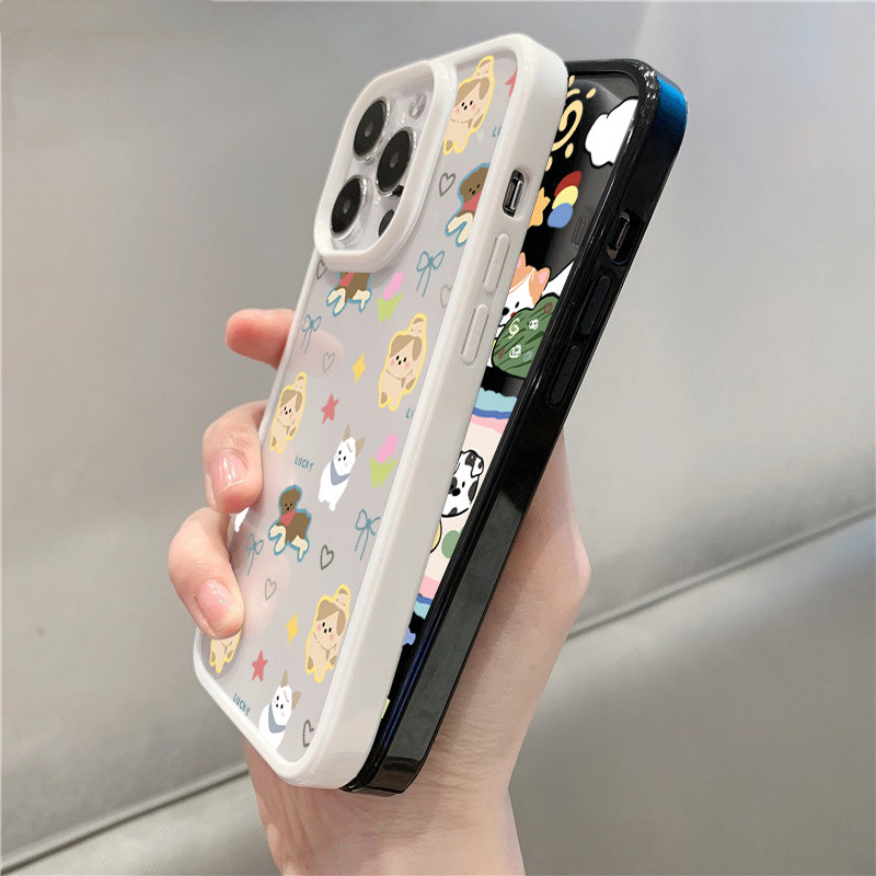 Vỏ Tương Thích Cho Samsung S24 S23 FE S25 S24 Ultra S23 S22 S21 Plus S20 S21 FE Funny Puppy Vỏ Silicon Cứng Chống Sốc