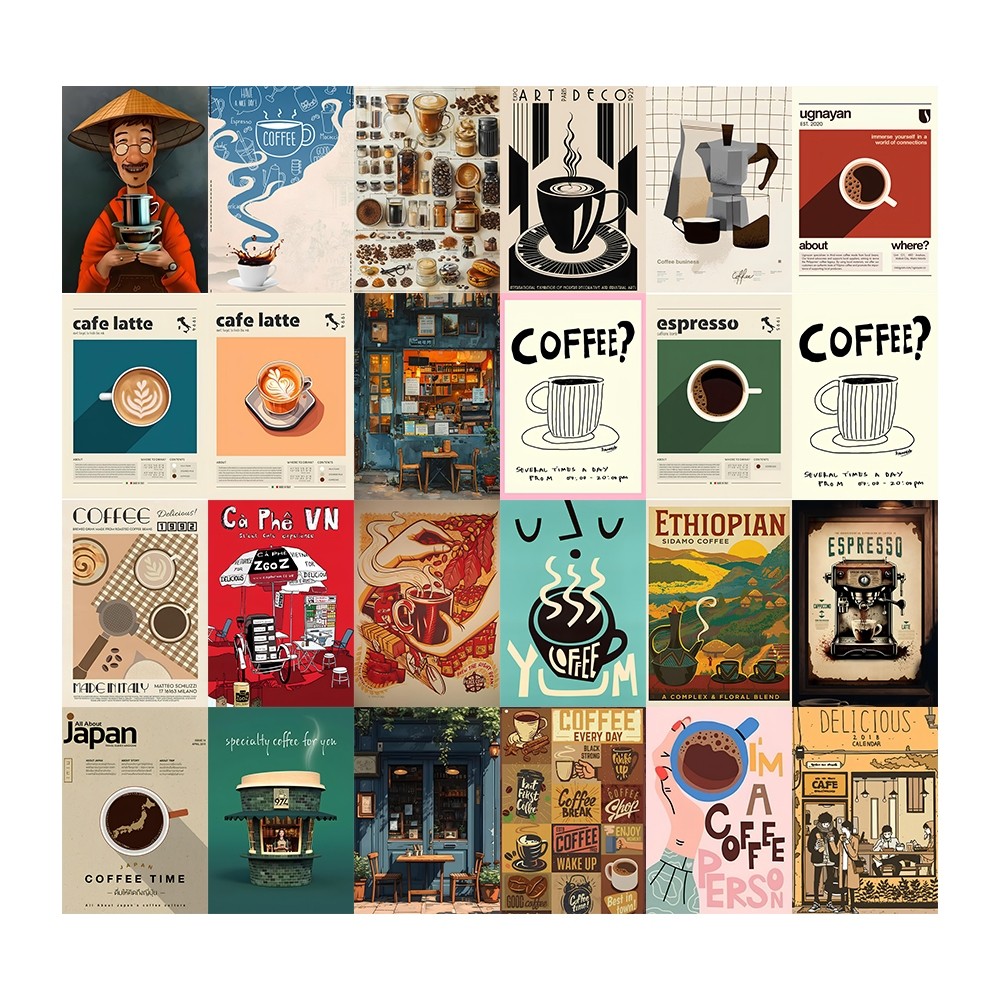 [Giấy] A5 In Màu - Set 50 Tờ Poster Giấy Dán Tường - MẪU CÀ PHÊ - Decor Trang Trí Nhà | MS: 111446 - GÌ CŨNG IN