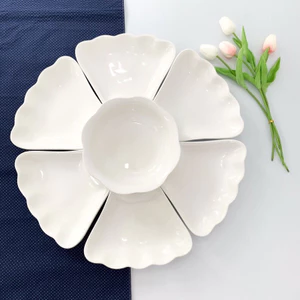 Bộ Bát Đĩa Hoa Mặt Trời 6 Đĩa Cánh Hoa và 1 Bát Tô Hoa phù hợp với những ngày lễ, giỗ, Tết aladanh-net-vn