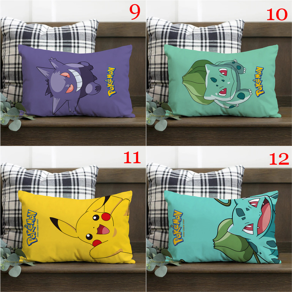Vỏ Gối Chữ Nhật In Hình Pikachu Hai Mặt Bằng Polyester Trang Trí Nhà Cửa (Không Kèm Lõi)