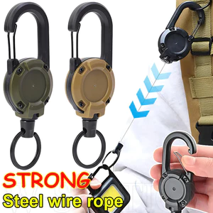 Móc Carabiner có thể thu vào hạng nặng - Kẹp dây kéo dây vòng ba lô - Móc khóa lò xo leo núi Giá đỡ huy hiệu ID - Dây xích chuyên nghiệp Móc khóa kéo làm việc