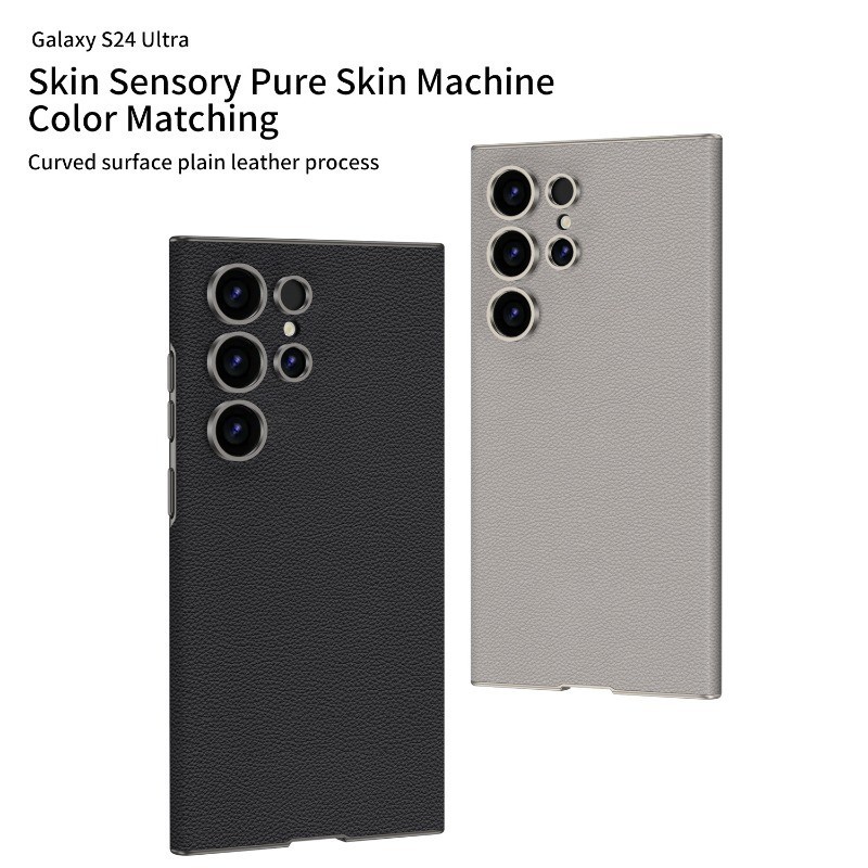 Ốp điện thoại bằng da PU cong Galaxy S24 Ultra cho Samsung Galaxy S24 Ultra chống sốc Vỏ da chống rơi