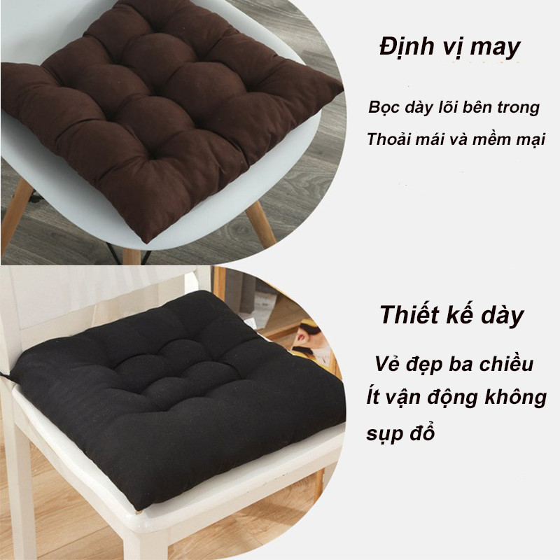 Đệm Ngồi Bệt Tròn，Thảm ngồi bệt lót ghế văn phòng，Đệm ghế ăn dày chải màu rắn 40x40cm