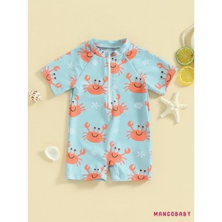Mg-baby Boys Rash Guard Tay Ngắn Cua In Hình Đồ Bơi Áo liền quần Đồ Bơi Mùa Hè