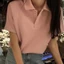 Suxi Tối Giản Retro Mùa Hè Phong Cách Hàn Quốc Cổ Áo Thun Nữ Tay Ngắn 240408
