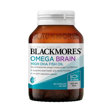 Viên uống dầu cá Omega Brain High DHA Fish Oil Blackmores, hàm lượng DHA x 4 lần giúp sáng mắt, bổ não 60 viên