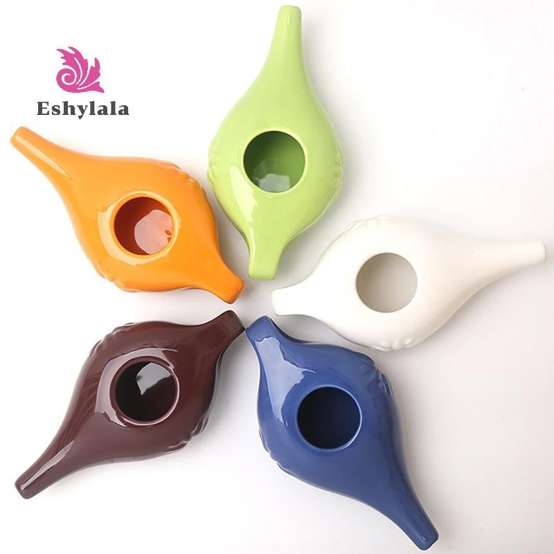 Bộ dụng cụ rửa mũi 250ml gốm Neti Pot cho xoang, viêm mũi dị ứng, Yoga Detox Rinse [MỚI]