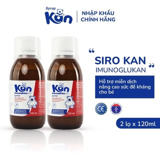 [Mua 2 Tặng 1] Combo 2 Siro Kan ImunoGlukan hỗ trợ miễn dịch nâng cao sức đề kháng cho bé - chai 120ml