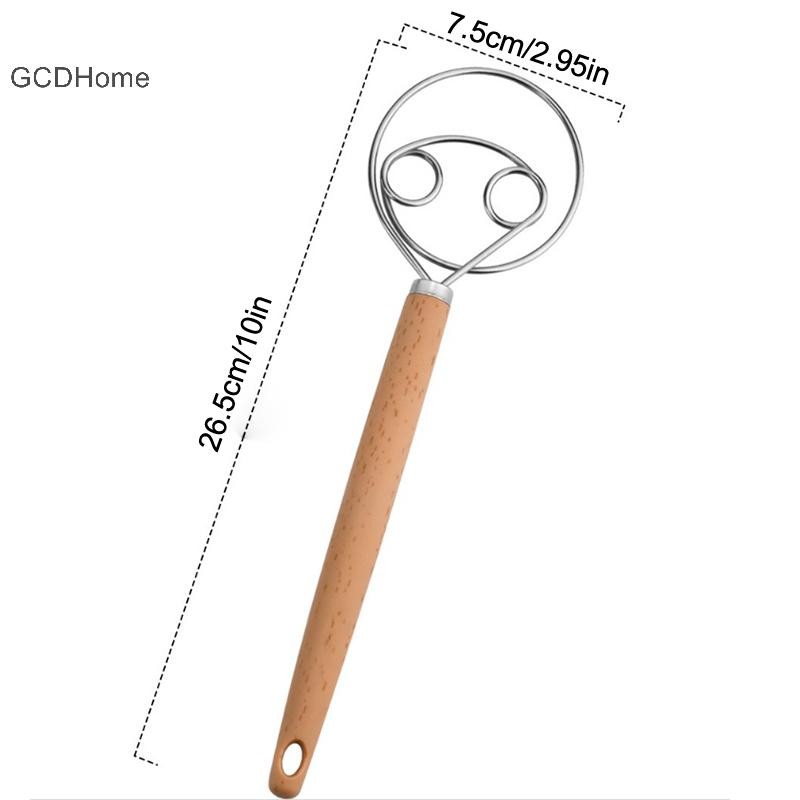 Gcdhome 10 Inch Sáng Tạo Tay DIY Đan Mạch Bánh Mì Thép Không Gỉ Máy Nướng Bánh Mì Bột Đánh Trứng Dụng Cụ Trộn Tay Cầm Bằng Gỗ HOT