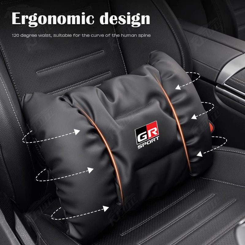 Bộ tựa đầu xe thể thao Toyota GR Bộ hỗ trợ thắt lưng và tựa đầu ô tô bằng da chống vết bẩn Cloud Cotton Làm đầy ghế ngồi ô tô Cổ và Gối thắt lưng