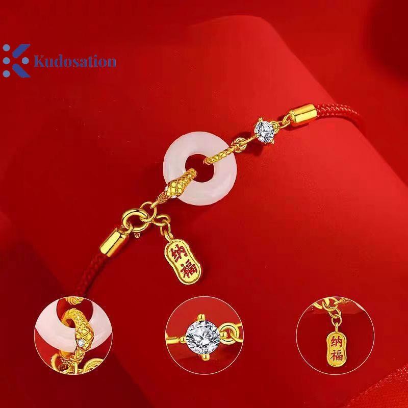 Kudosation Thời Trang May Mắn Dây Đỏ Rắn Mặt Dây Chuyền Vòng Tay Nữ Cung Hoàng Đạo Trung Quốc Rắn Năm Vòng Tay Quà Tặng Năm Mới