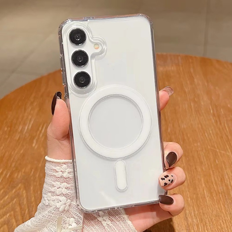 Ốp Sạc Không Dây Từ Tính Cho Samsung Galaxy S25 S24 Ultra S21 FE S22 Plus S23 Plus Từ Tính Trong Suốt Acrylic Vỏ Cứng Chống Sốc