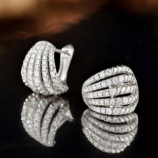 Bông tai Zircon dòng bạc S925 Trang sức thời trang đơn giản Quà tặng nữ