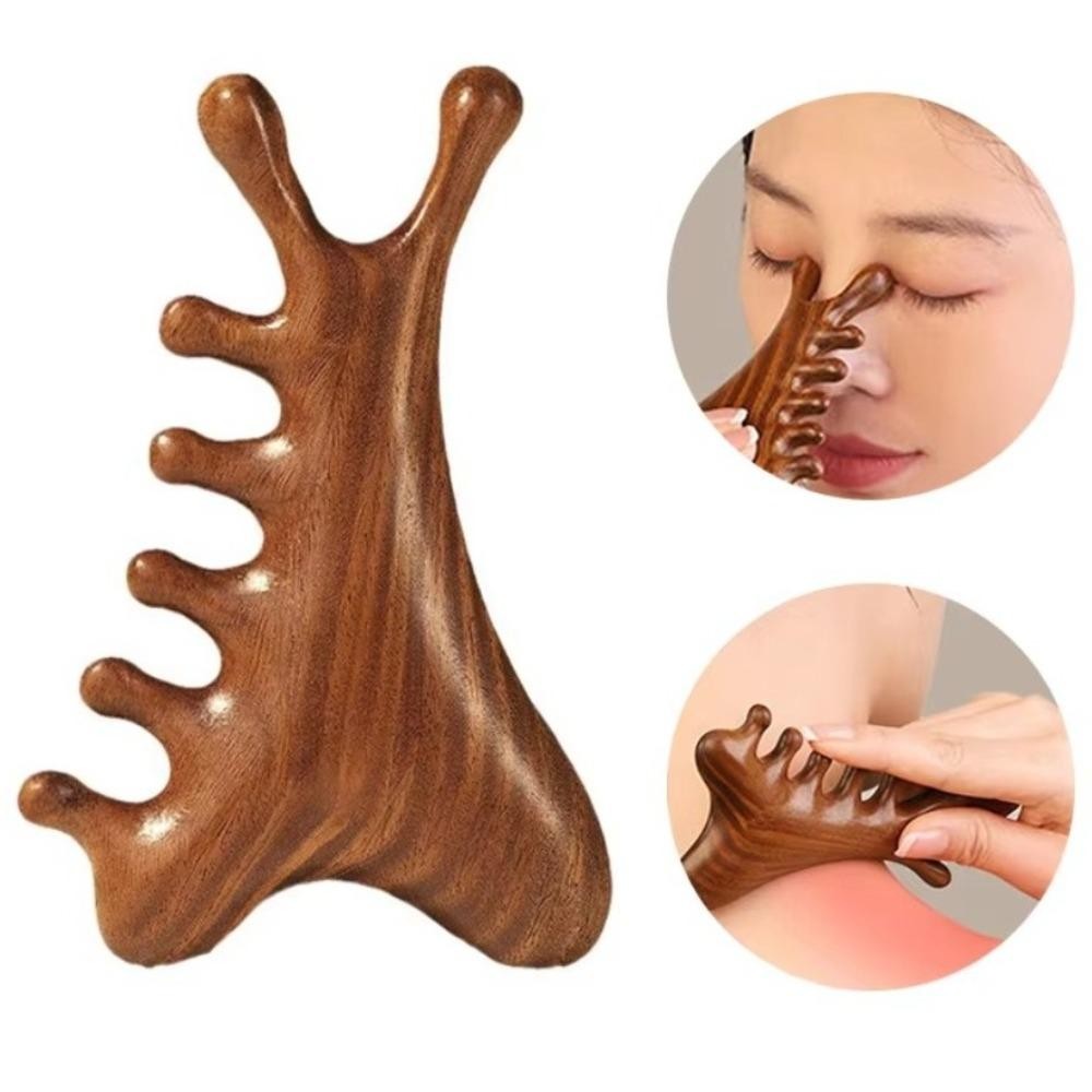 Lược Massage Đầu Cổ Mũi 4 trong 1 SNUGHOUSE, gỗ đa năng, giúp lưu thông máu