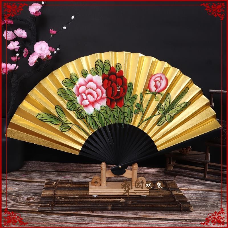 Quạt vàng Opera Peking, Hua Dan 8–9 inch, quạt gấp luyện tập