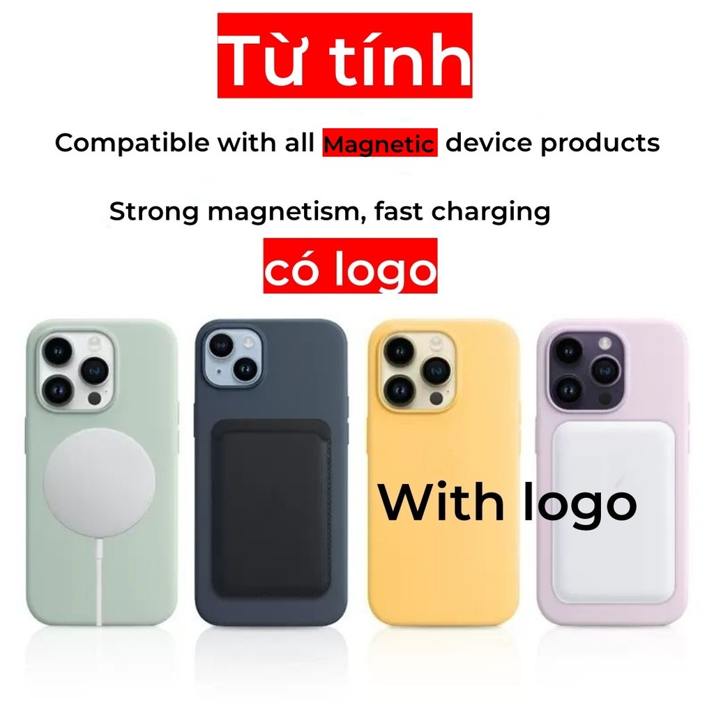 (Chính thức 1: 1) Silicon lỏng từ tính màu trắng cho iphone 15 / 14 / 13 / 12 / Pro / ProMax / plus / mini Vỏ điện thoại chất lượng cao Hoạt hình bật lên
