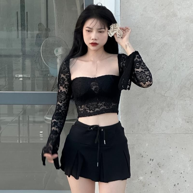 Áo Ren Nữ Cúp Ngực Tay Dài Ống Loe  Kiểu Dáng Quyến Rũ A51063