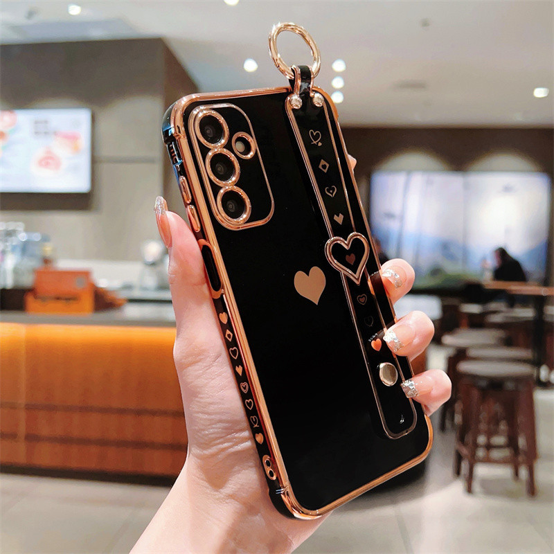 Ốp điện thoại silicon mạ cổ tay hình trái tim tình yêu cho Samsung Galaxy A15 A14 A13 5G A54 A53 A52 A34 A23 A52
