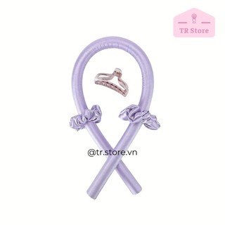 Bộ Thanh Uốn Tóc Không Nhiệt Lụa Satin (Kèm Kẹp & 2 Scrunchies) - Lô Cuốn Tóc Xoăn Sóng Lơi Tự Nhiên