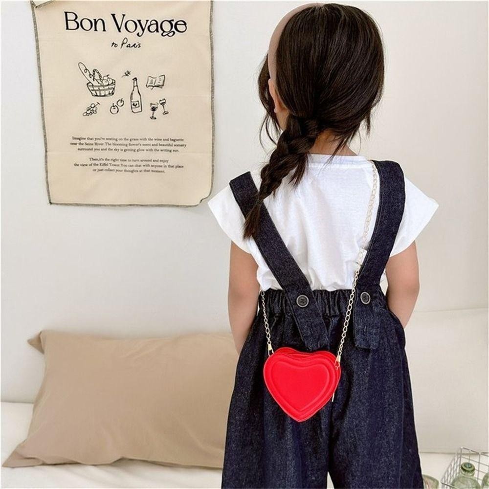 Túi đeo chéo, Túi đeo vai Mini màu trơn, Túi nhỏ hình trái tim bằng da PU thời trang dành cho nữ