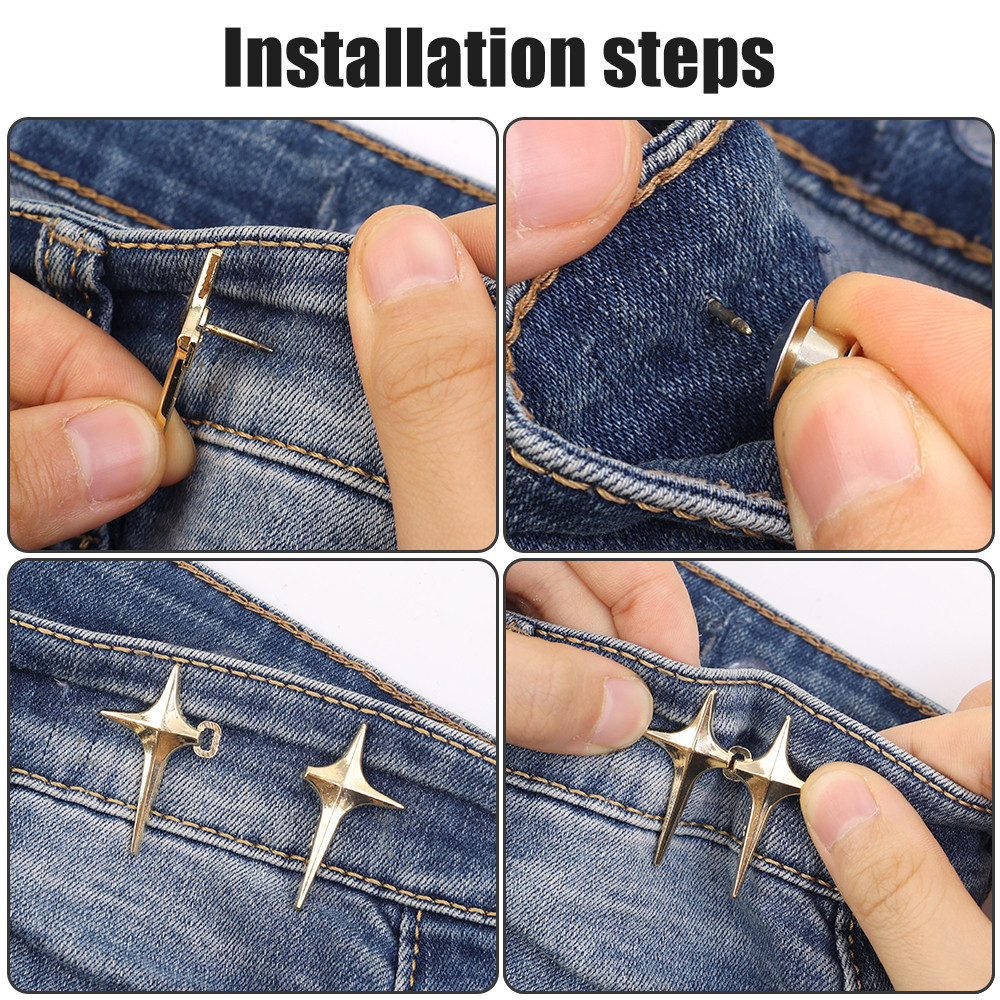 Cross Astral Stars Shape Jean Button Pins - Khóa thắt lưng có thể điều chỉnh - Không cần may, Pin nút Jean có thể tháo rời - Nút kim loại tức thì có thể tháo rời