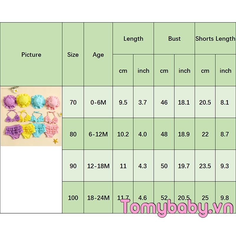 Bé Gái Mùa Hè 3 Bộ Trang Phục Đồ Bơi Áo Treo Cổ + Quần Short Ruffle Lớp + Mũ