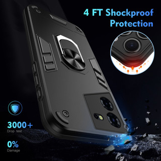 Dành Cho Tecno POVA 5 Pro Ốp điện thoại Có Chân Đế Vòng Metel Giá Đỡ Từ Tính Lưng Cứng Mềm TPU Cạnh Chống Sốc Chống Rơi Mỏng Bao